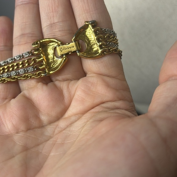 Vintage Goldette multi layered chain heart pendant necklace - Picture 6 of 7